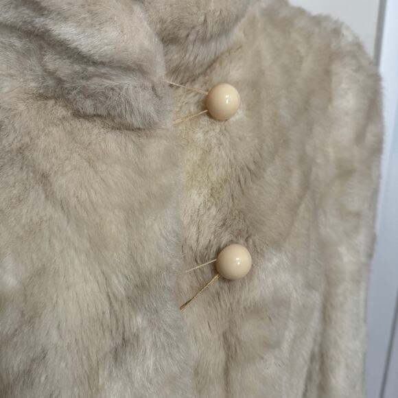 Intrigue Vintage Faux Fur Coat Ivory/Champagne Size 13-14 - Picture 4 of 12